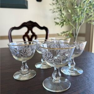 Vintage MCM Libbey Rose Bouquet Glasses